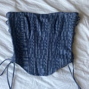White Fox Boutique blue denim corset